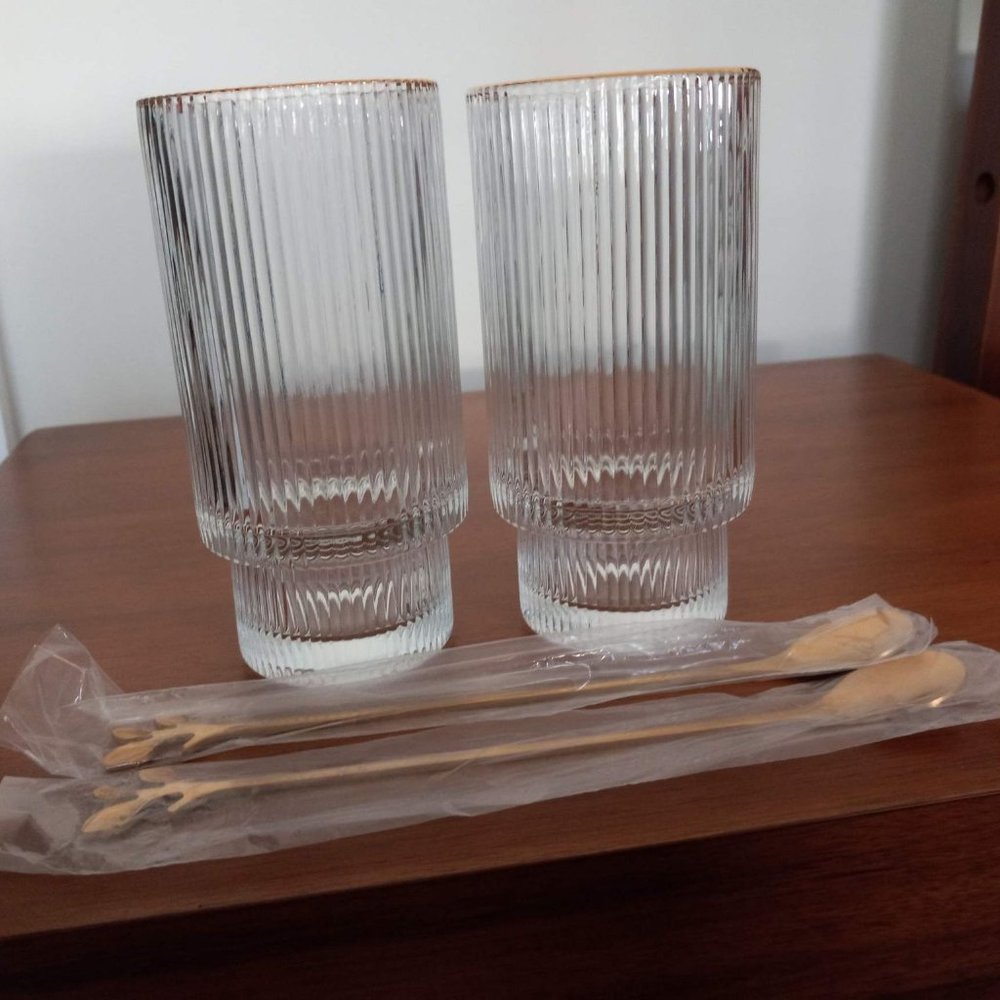 Drinking Glasses with Coffee Spoon (2pc Set)